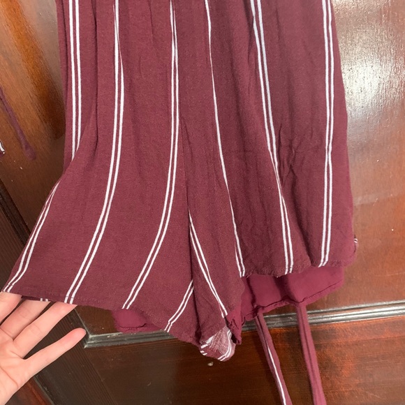 striped maroon romper - Picture 5 of 6